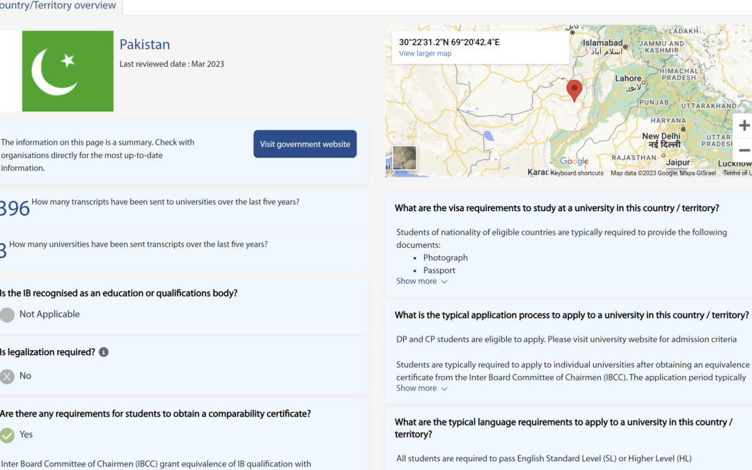 IB recognition in Pakistan